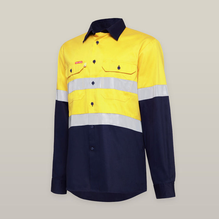 Hi-Vis 2 Tone Long Sleeve Taped Cotton Drill Shirt - Y07990