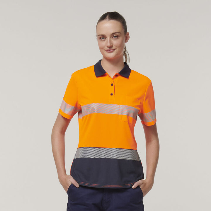 Womens Short Sleeve Hi Vis Taped Polo - Y08602