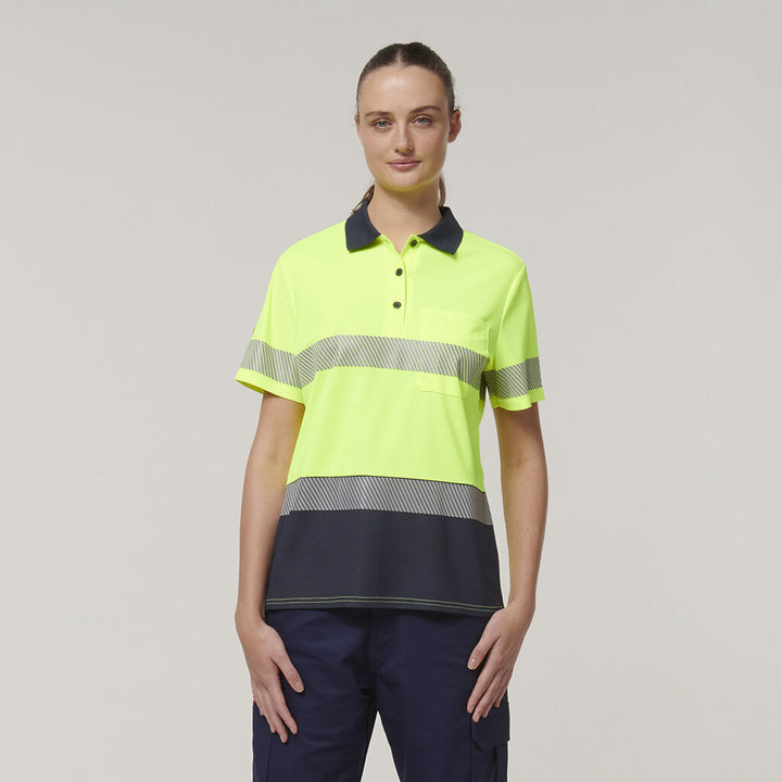 Womens Short Sleeve Hi Vis Taped Polo - Y08602