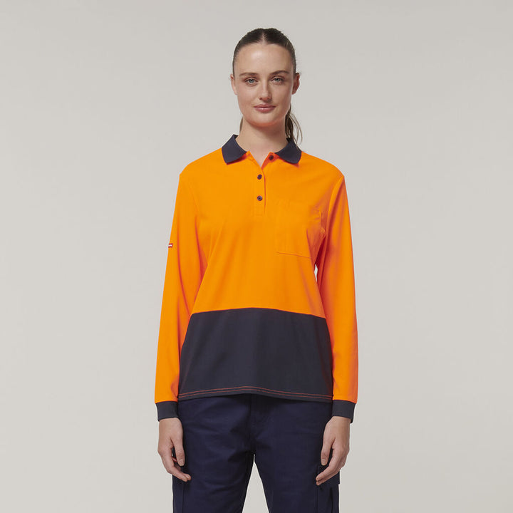 Womens Long Sleeve Hi Vis Polo - Y08603