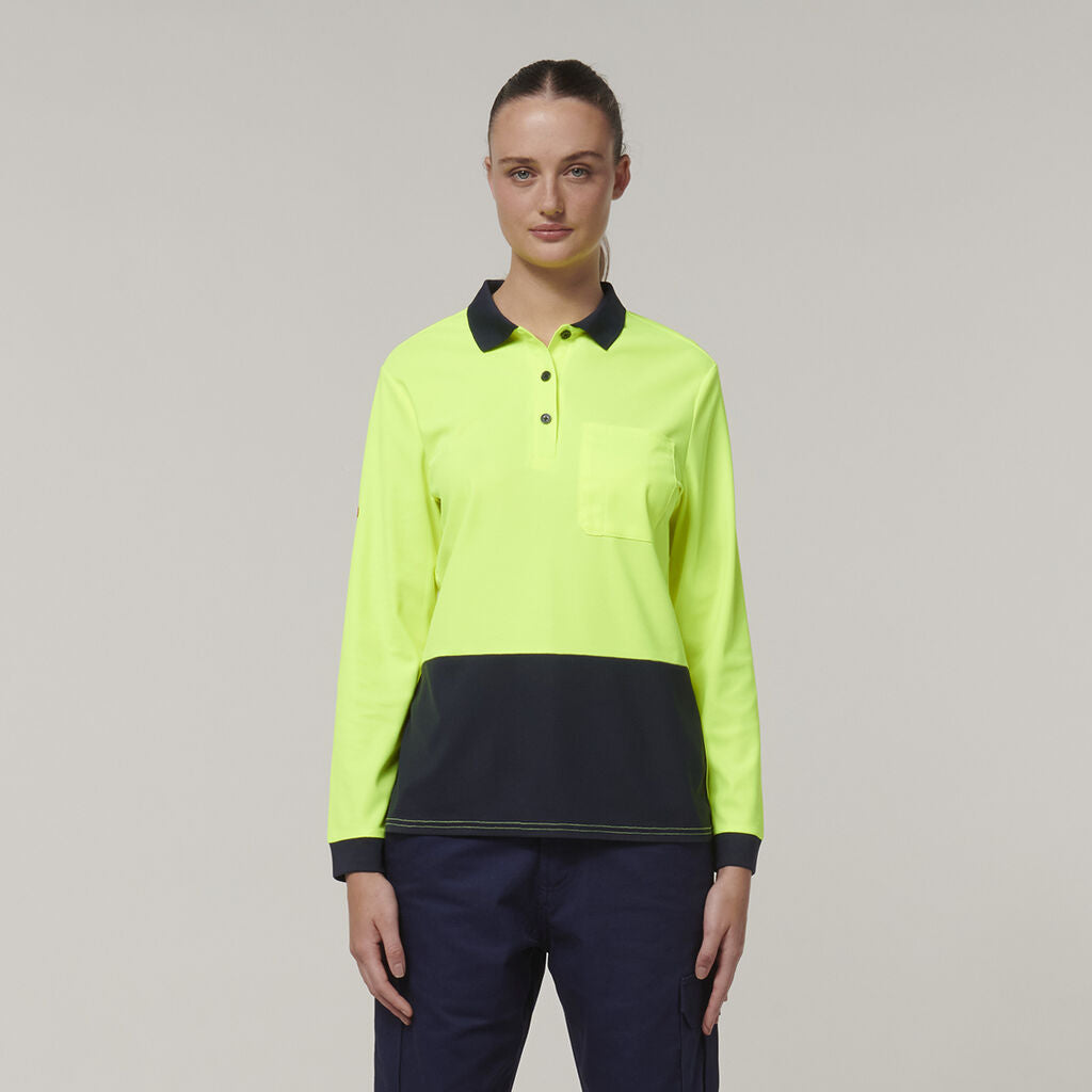 Womens Long Sleeve Hi Vis Polo - Y08603