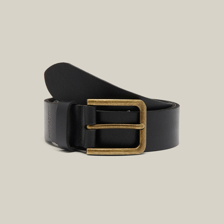 Embossed Leather & Brass Buckle Belt - Y22826