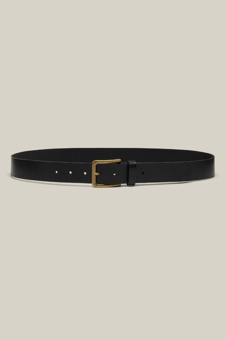 Embossed Leather & Brass Buckle Belt - Y22826