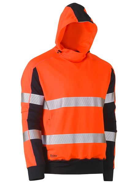 Taped Two Tone Hi Vis Contrast 4 Way Stretchy Hoodie - BK6815T