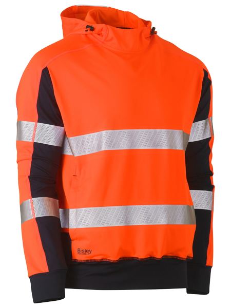 Taped Two Tone Hi Vis Contrast 4 Way Stretchy Hoodie - BK6815T