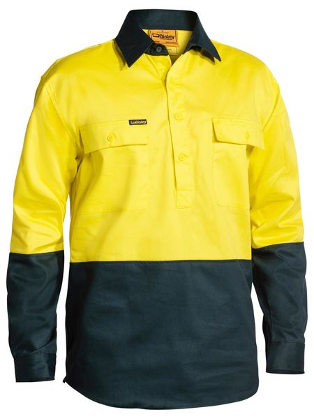 Two Tone Hi Vis Closed Front Drill Shirt - BSC6267