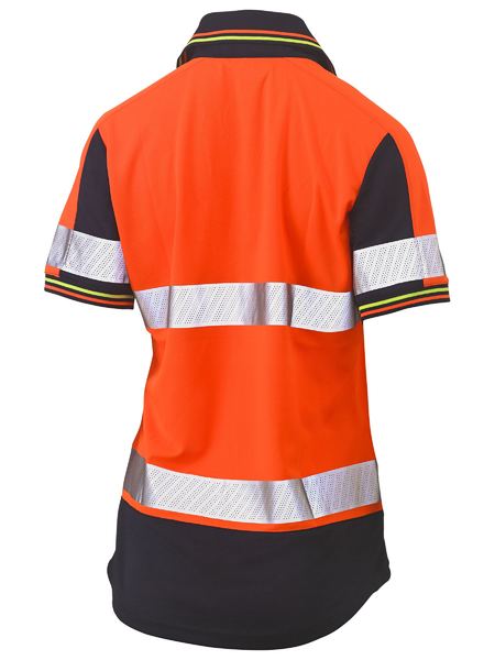 Women's Short Sleeve Taped Two Tone Hi Vis V-Neck Polo - BKL1225T