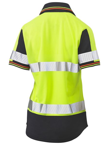 Women's Short Sleeve Taped Two Tone Hi Vis V-Neck Polo - BKL1225T