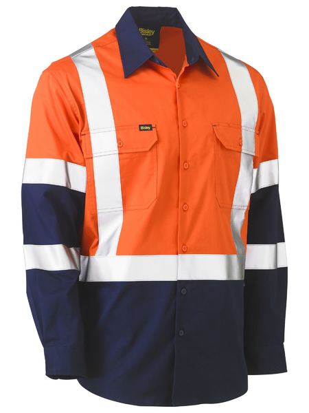 X Taped Biomotion Two Tone Hi Vis Lightweight Drill Shirt - BS6696XT