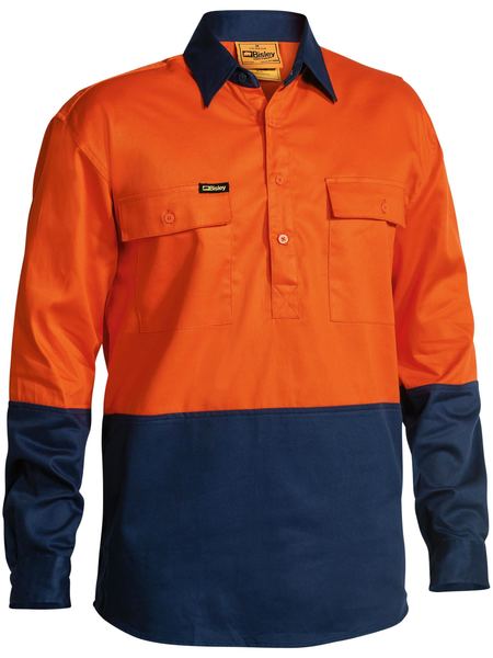 Two Tone Hi Vis Closed Front Drill Shirt - BSC6267