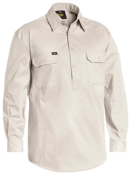 Closed Front Cotton Light Weight Drill Shirt Long Sleeve - BSC6820