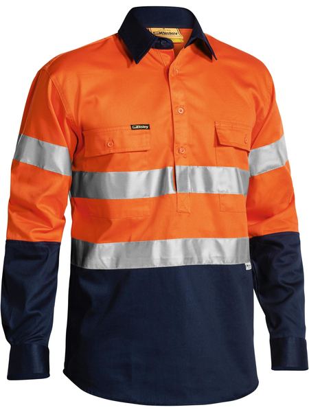 Taped Hi Vis Closed Front Drill Shirt - BTC6456