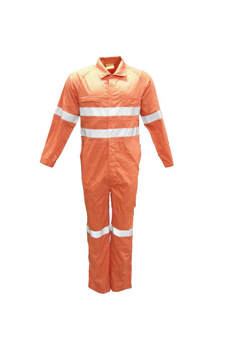 Hi Vis Cotton Drill Overalls with X Pattern Reflective Tape WO0683