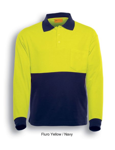 Hi Vis Long Sleeve Poly/Cotton Safety Polo SP0380