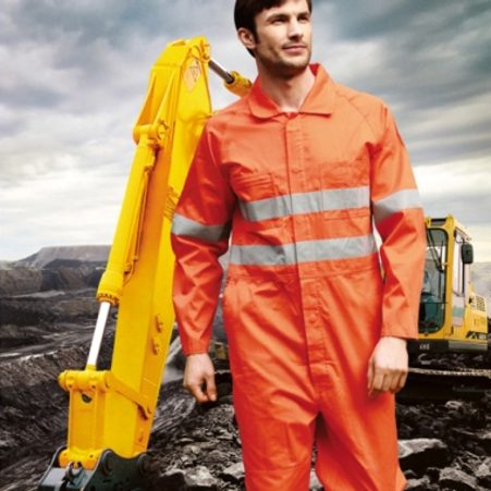 Hi Vis Cotton Drill Overalls with X Pattern Reflective Tape WO0683