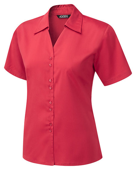 Freya Double Button Stretch Blouse Short Sleeve