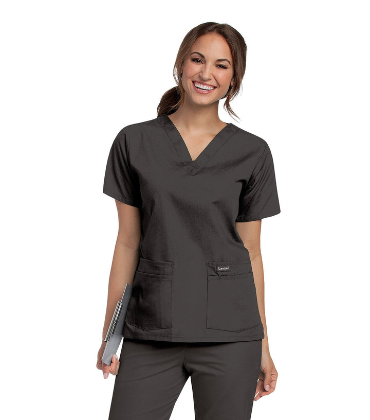 Ladies V-Neck Tunic Scrub Top - 8219