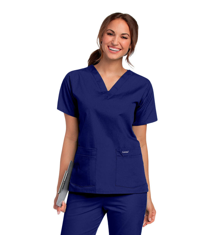 Ladies V-Neck Tunic Scrub Top - 8219