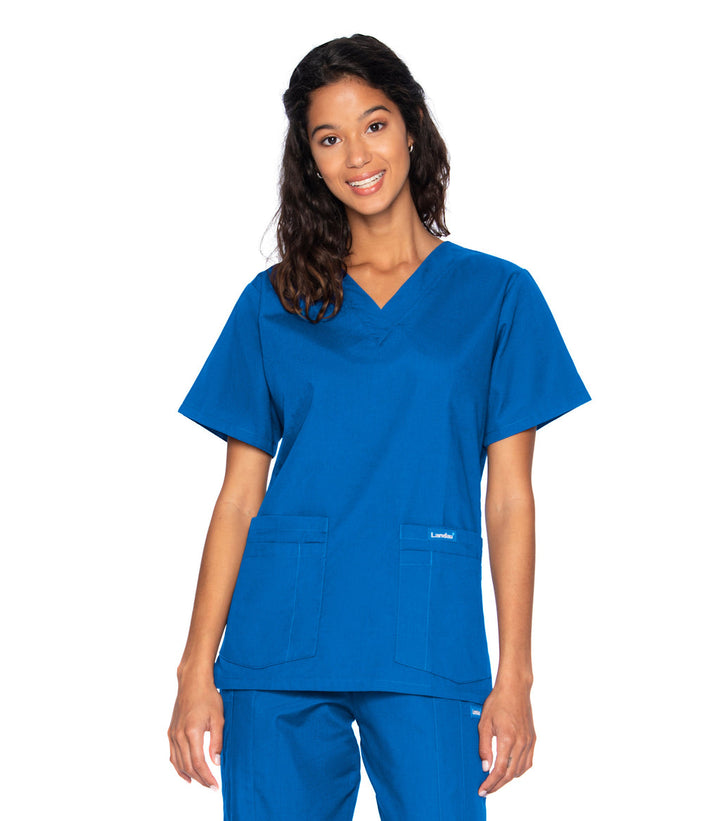 Ladies V-Neck Tunic Scrub Top - 8219