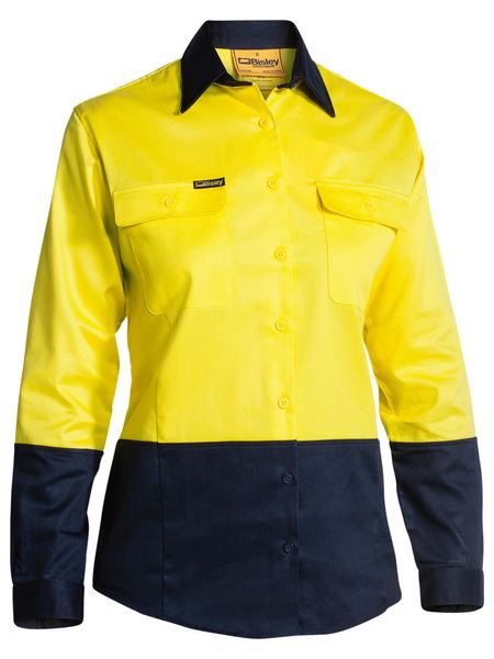 Women's Two Tone Hi Vis Drill Shirt Long Sleeve - BL6267