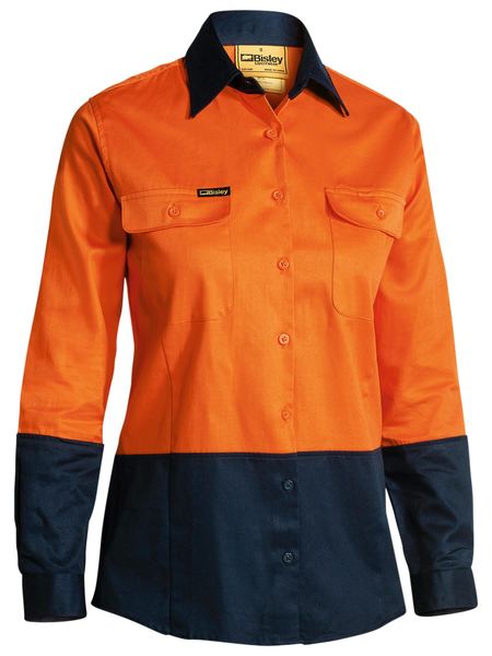 Women's Two Tone Hi Vis Drill Shirt Long Sleeve - BL6267