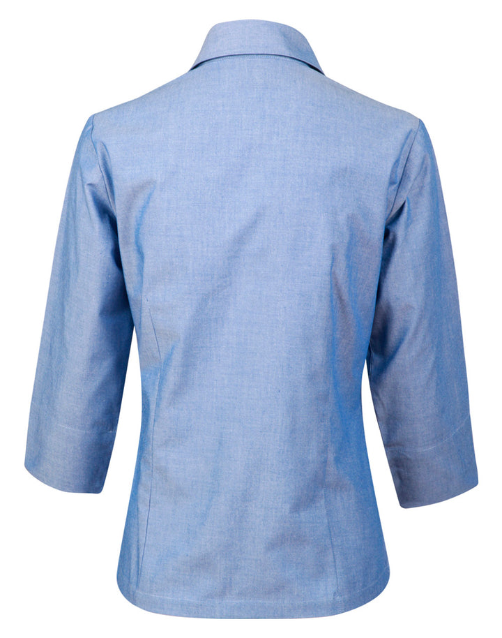 Ladies Wrinkle Free Chambray Shirt 3/4 - BS04