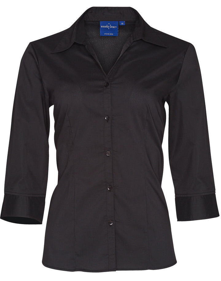 Ladies 3/4 Teflon Shirt Open Neckline - BS07Q