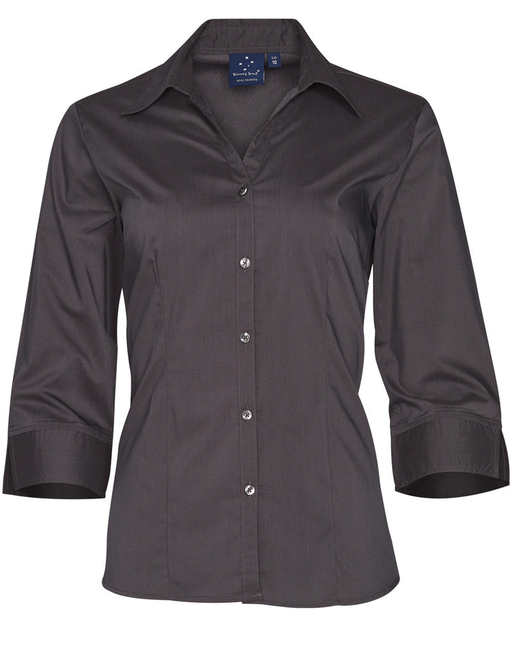 Ladies 3/4 Teflon Shirt Open Neckline - BS07Q