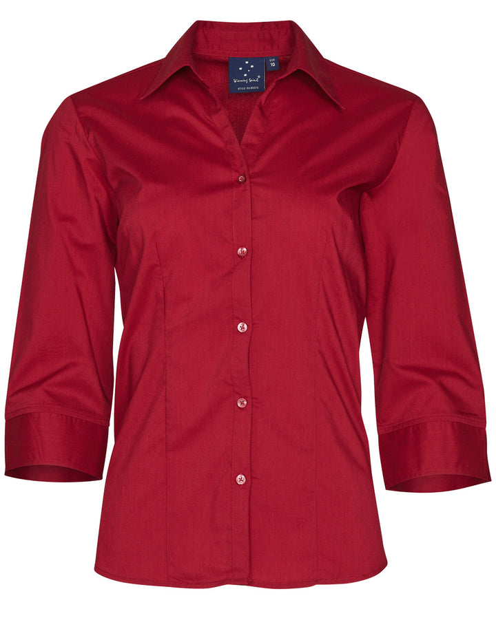 Ladies 3/4 Teflon Shirt Open Neckline - BS07Q