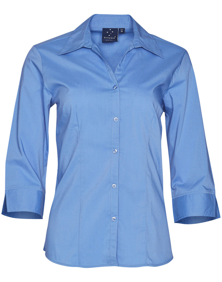 Ladies 3/4 Teflon Shirt Open Neckline - BS07Q