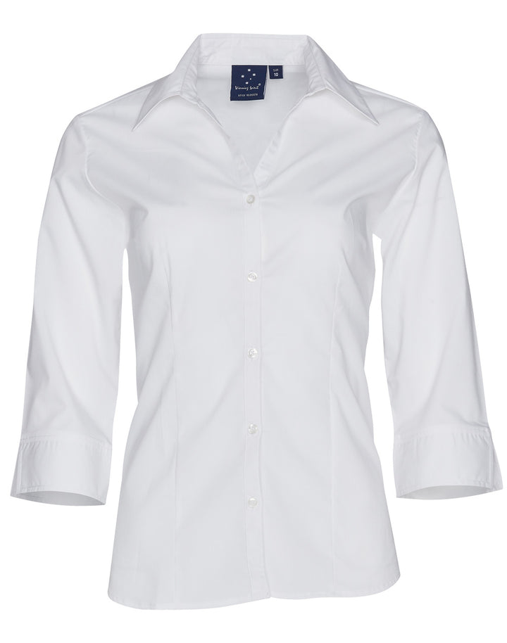 Ladies 3/4 Teflon Shirt Open Neckline - BS07Q