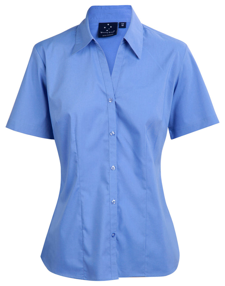 Ladies Short Sleeve Teflon Shirt Open Neckline - BS07S