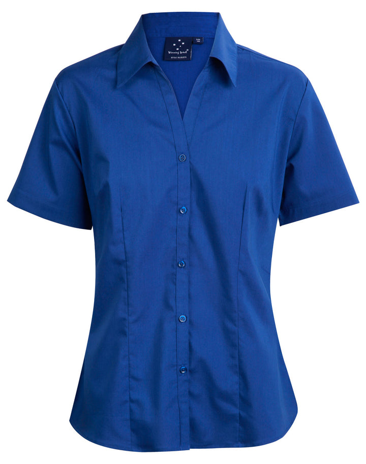 Ladies Short Sleeve Teflon Shirt Open Neckline - BS07S