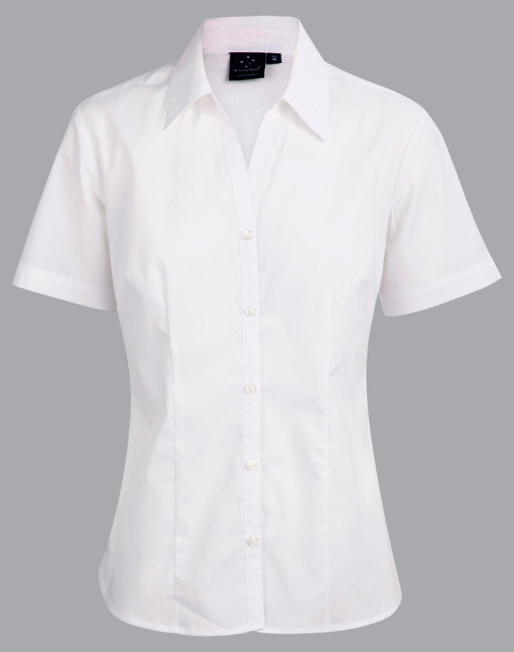 Ladies Short Sleeve Teflon Shirt Open Neckline - BS07S