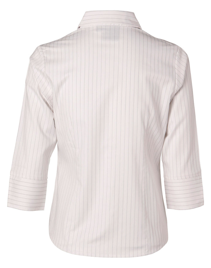 Ladies 3/4 Stretch Pin Stripe Shirt - BS18