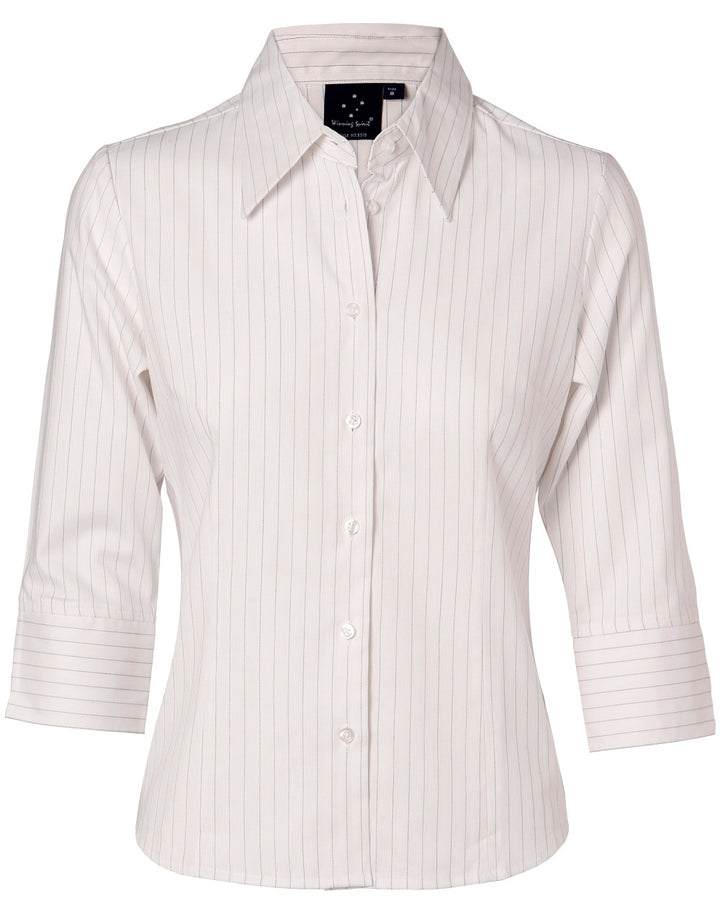 Ladies 3/4 Stretch Pin Stripe Shirt - BS18