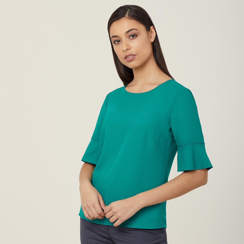 Ladies French Georgette Fluted Sleeve Top - CATU5T