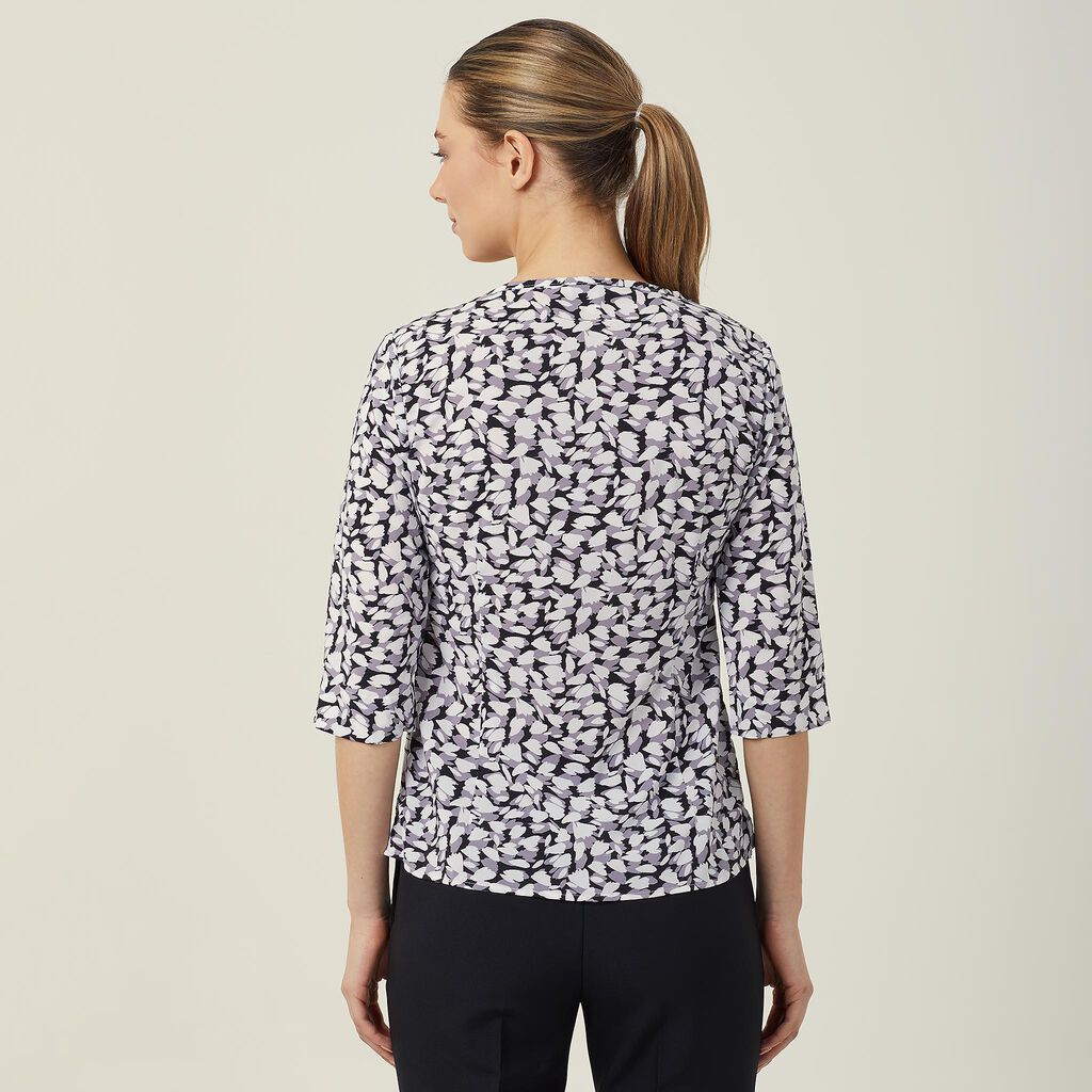 Ladies Antibacterial Petal Print 3/4 Sleeve Top - CATUFN