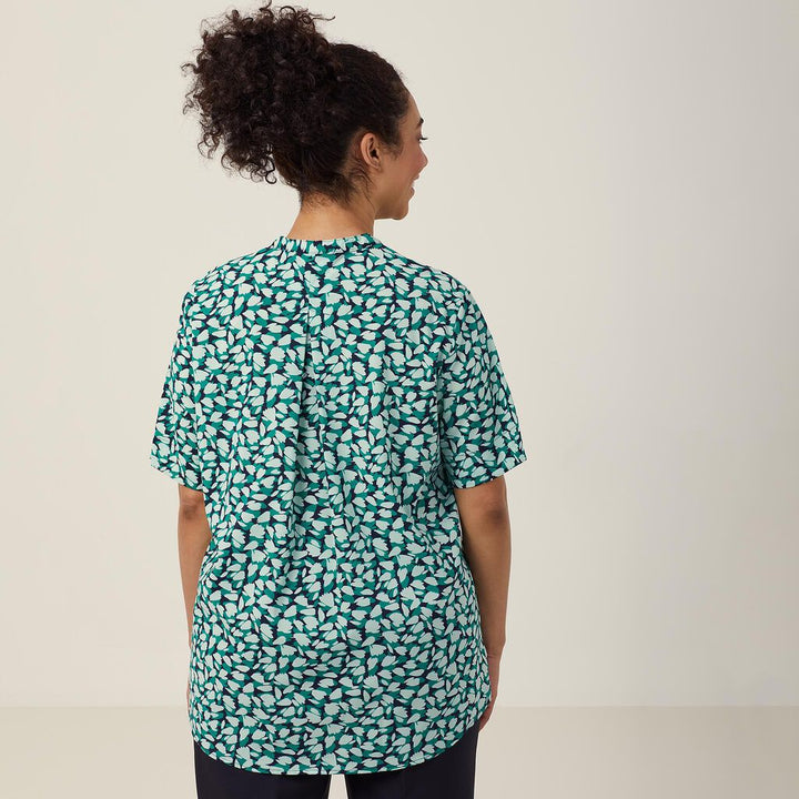 Ladies Antibacterial Petal Print Short Sleeve Tunic - CATUHU