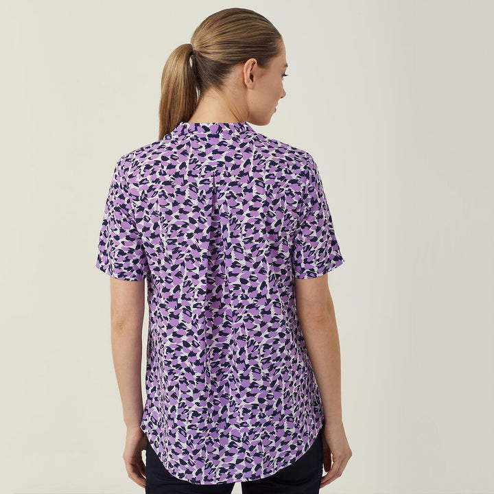 Ladies Antibacterial Petal Print Short Sleeve Tunic - CATUHU