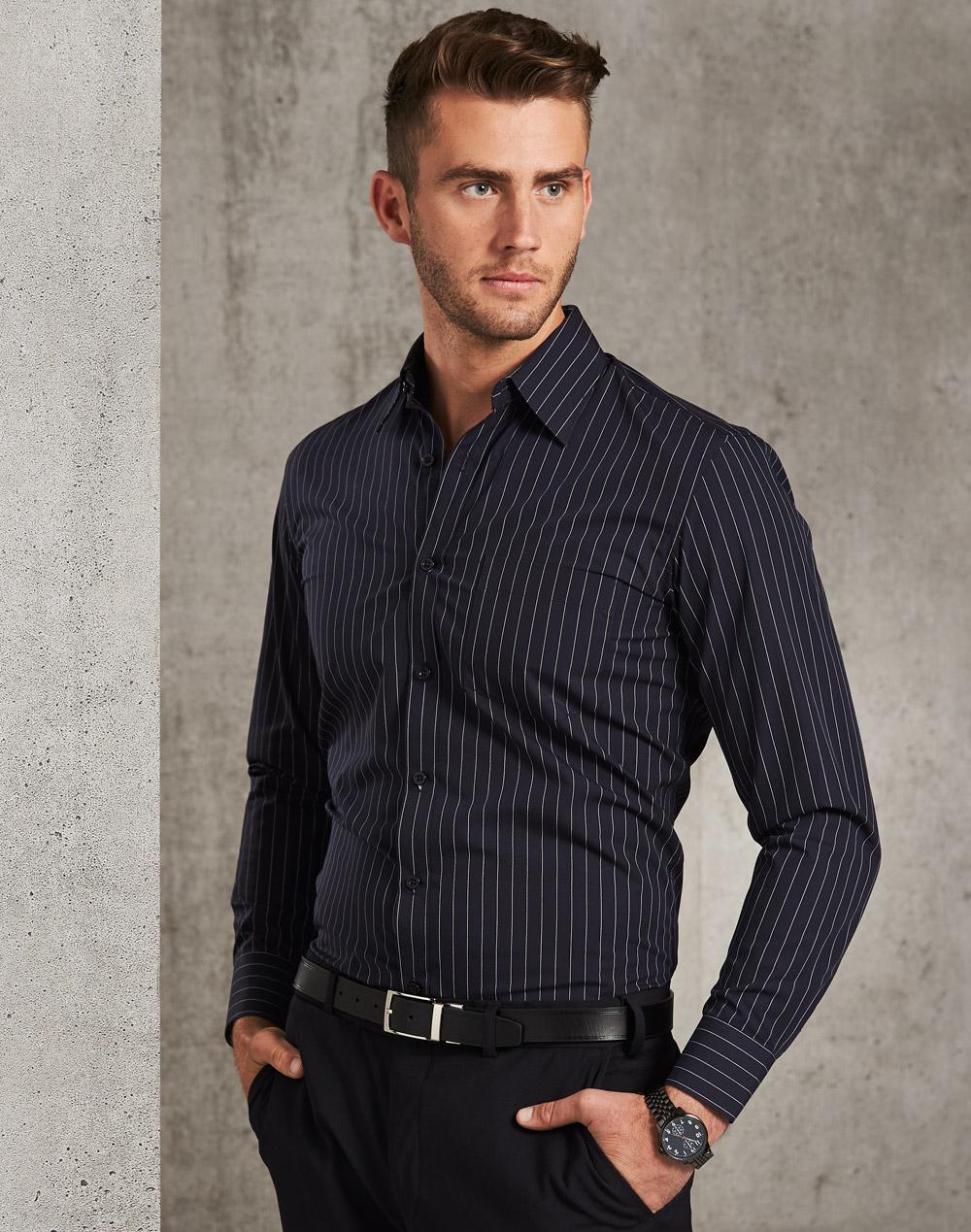 Mens Pin Stripe Long Sleeve Shirt - M7222