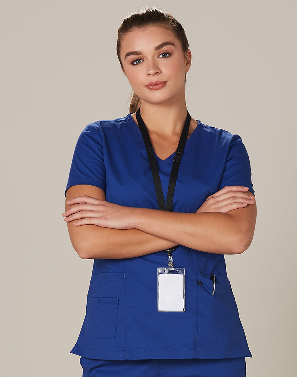 Ladies Solid Colour Short Sleeve Scrub Top - M7640