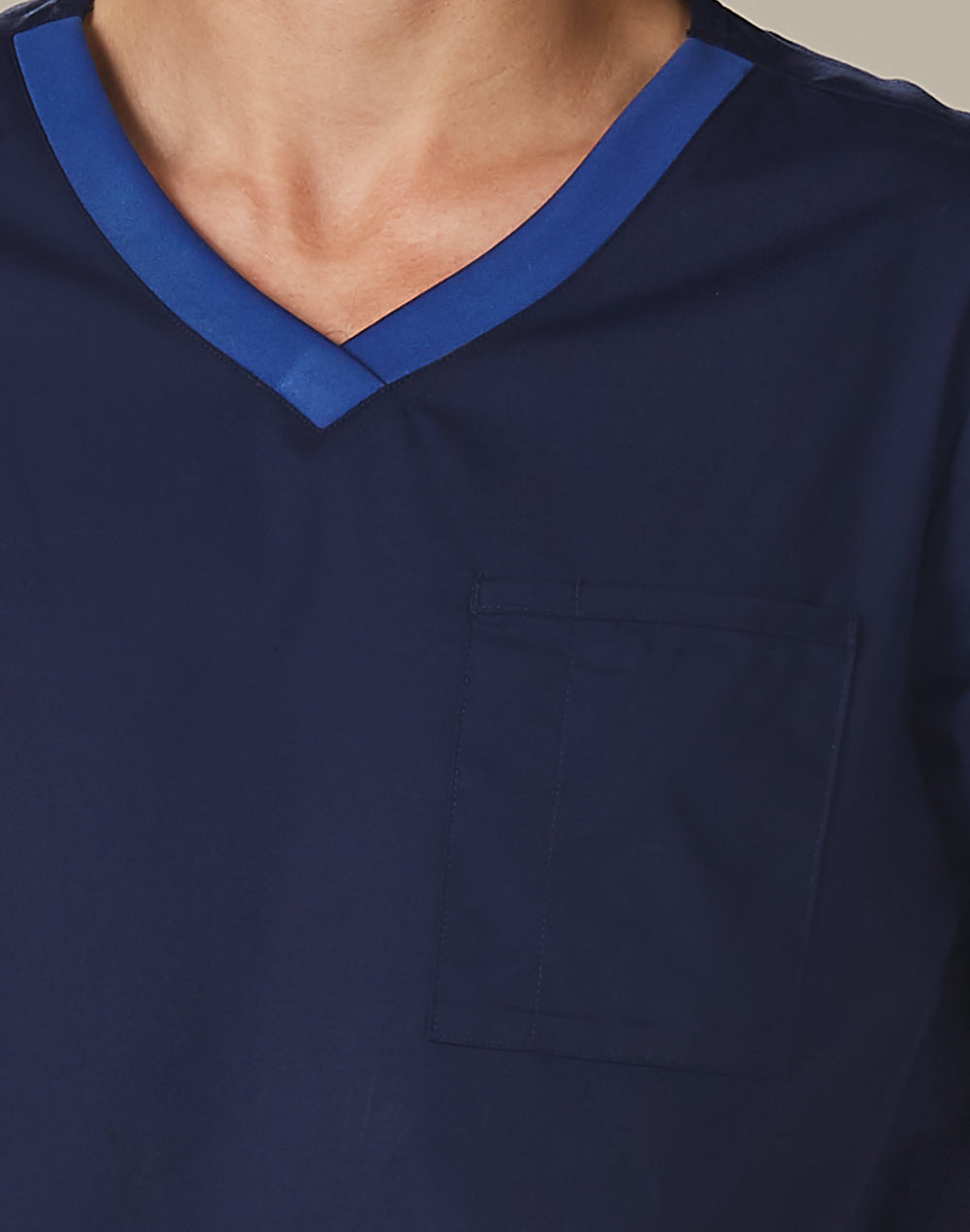 Mens V-Neck Contrast Trim Scrub Tops - M7650