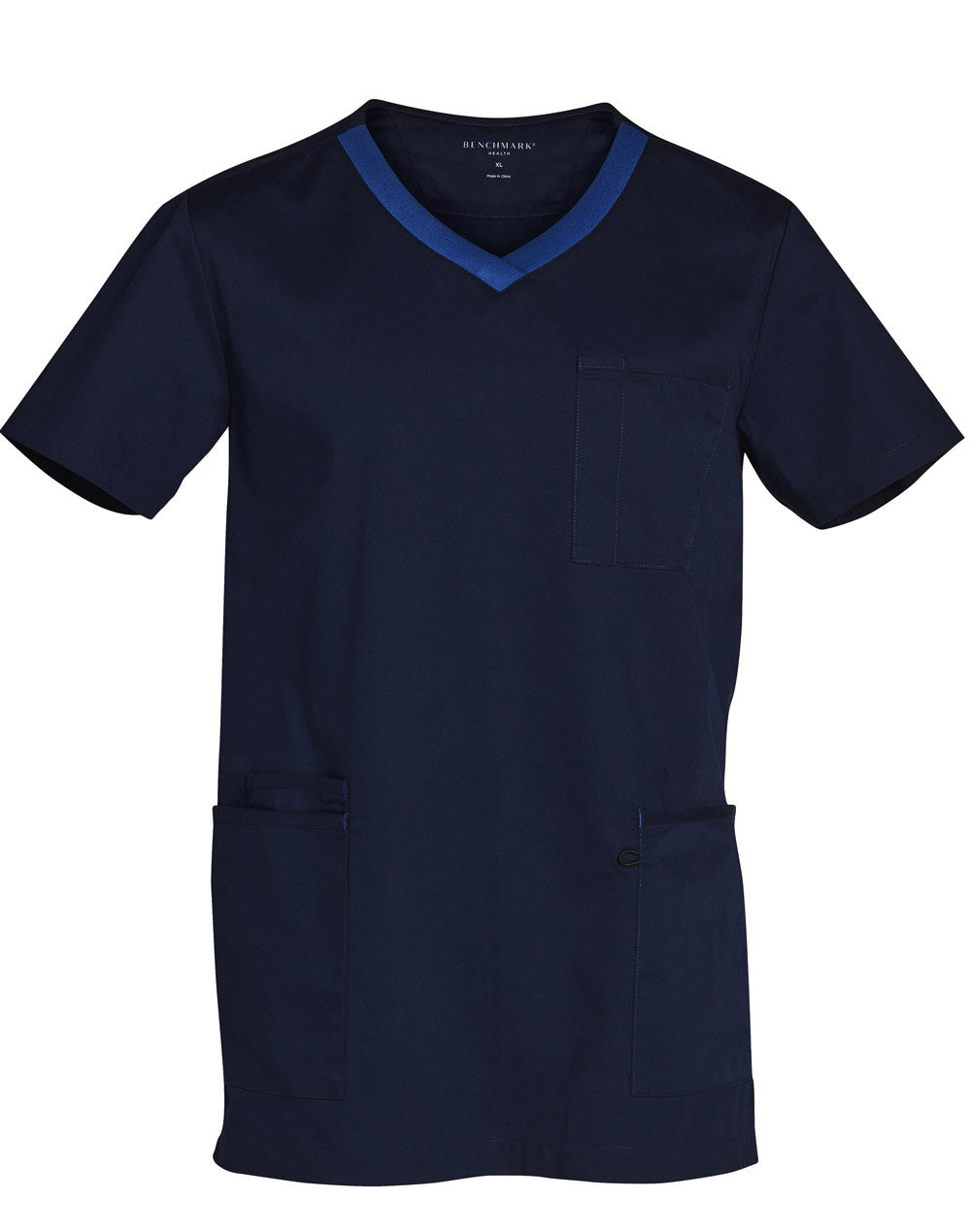 Mens V-Neck Contrast Trim Scrub Tops - M7650