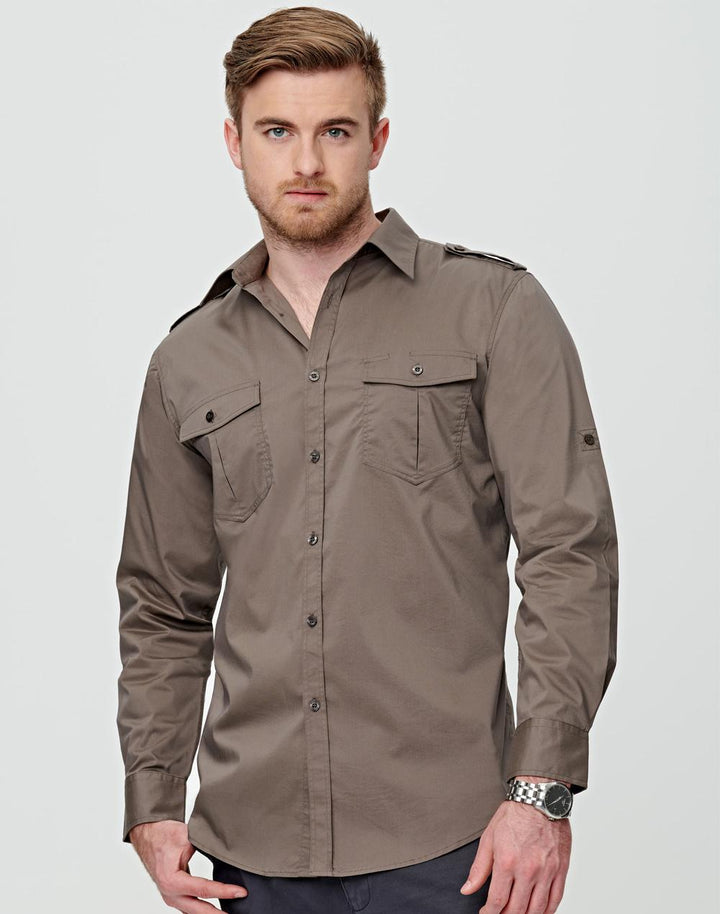 Mens Long Sleeve Military Shirt - M7912