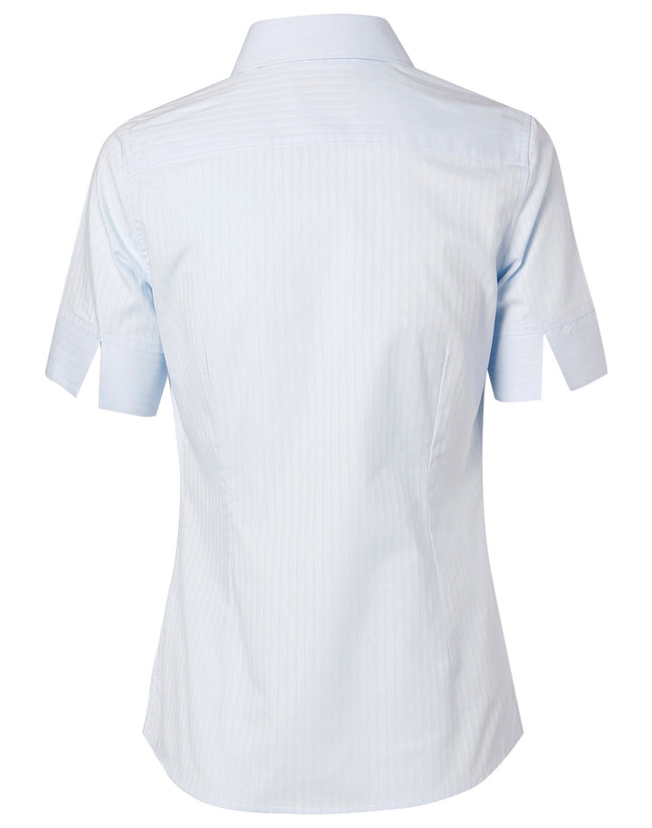 Ladies Self Stripe Short Sleeve Shirt - M8100S