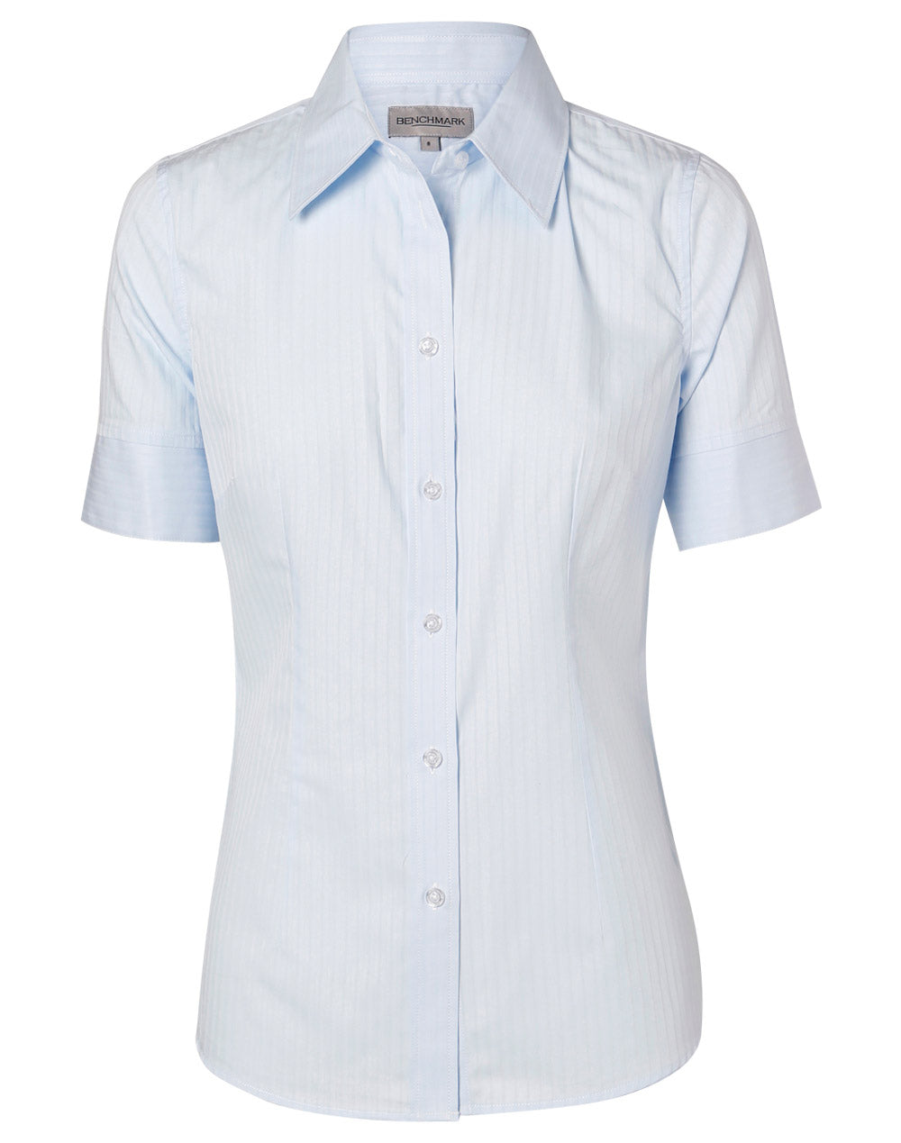 Ladies Self Stripe Short Sleeve Shirt - M8100S