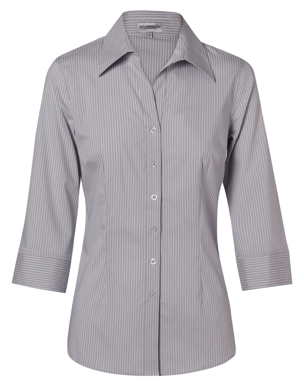 Ladies Ticking Stripe 3/4 Sleeve Shirt - M8200Q