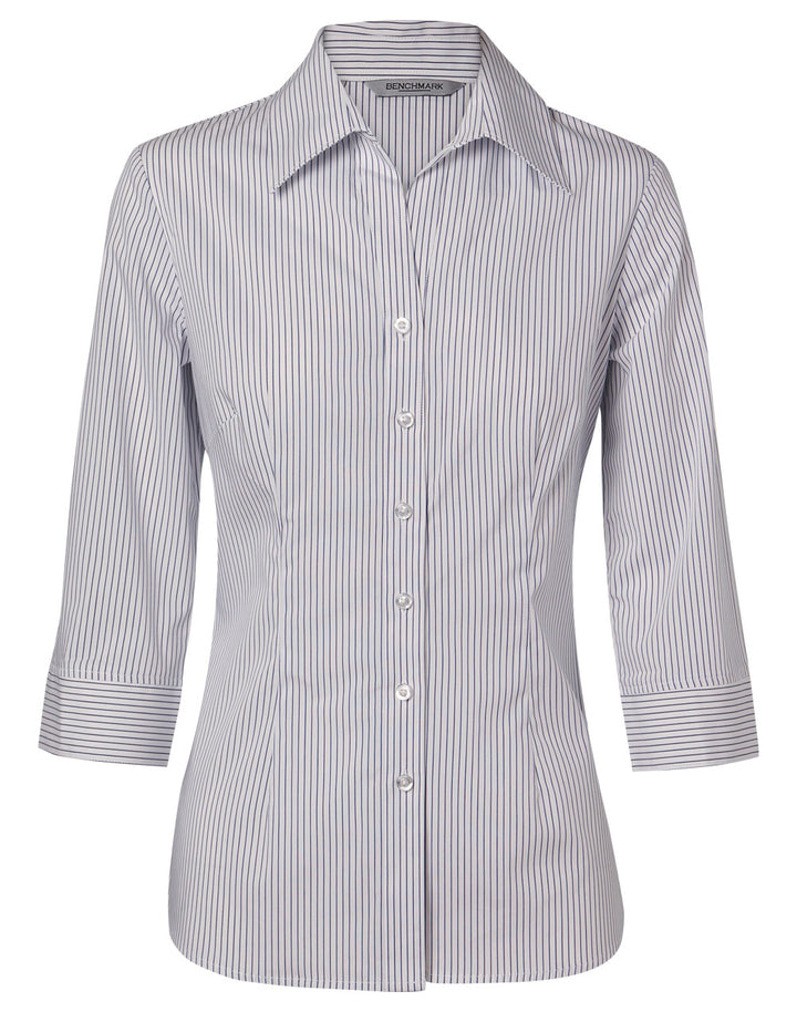 Ladies Ticking Stripe 3/4 Sleeve Shirt - M8200Q