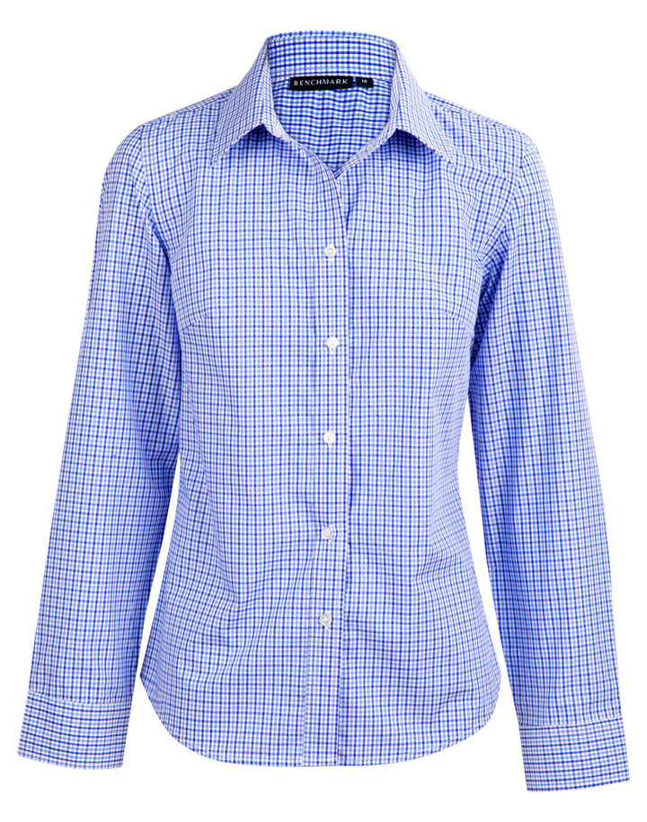 Ladies Two Tone Gingham Long Sleeve Shirt - M8320L